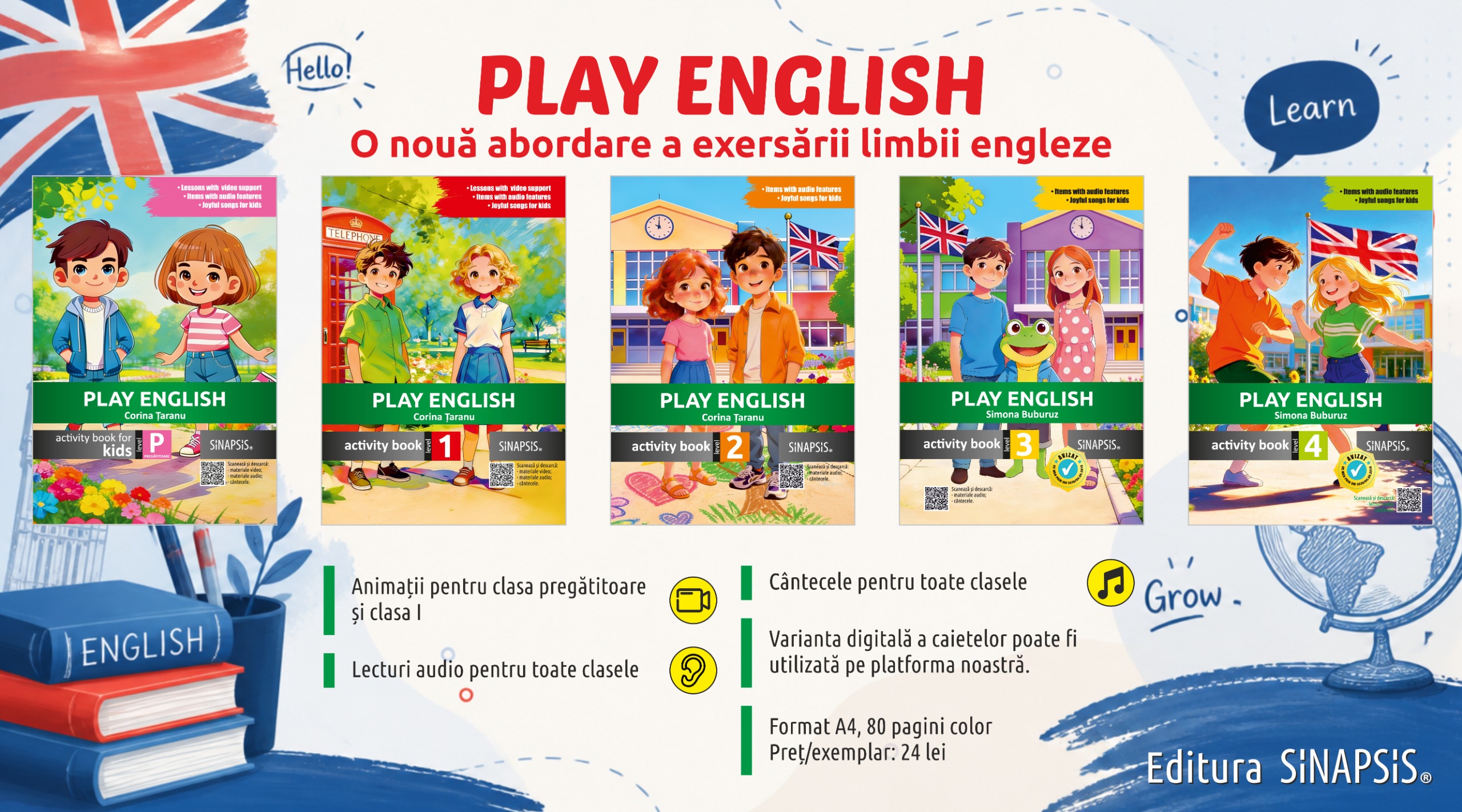 Colecția Play English – caietele pentru clasa pregătitoare și clasele I–IV